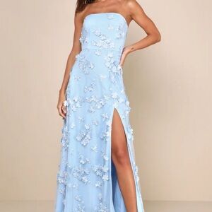 Rare Presence Powder Blue 3D Floral
Embroidered Maxi Dress Lulu’s